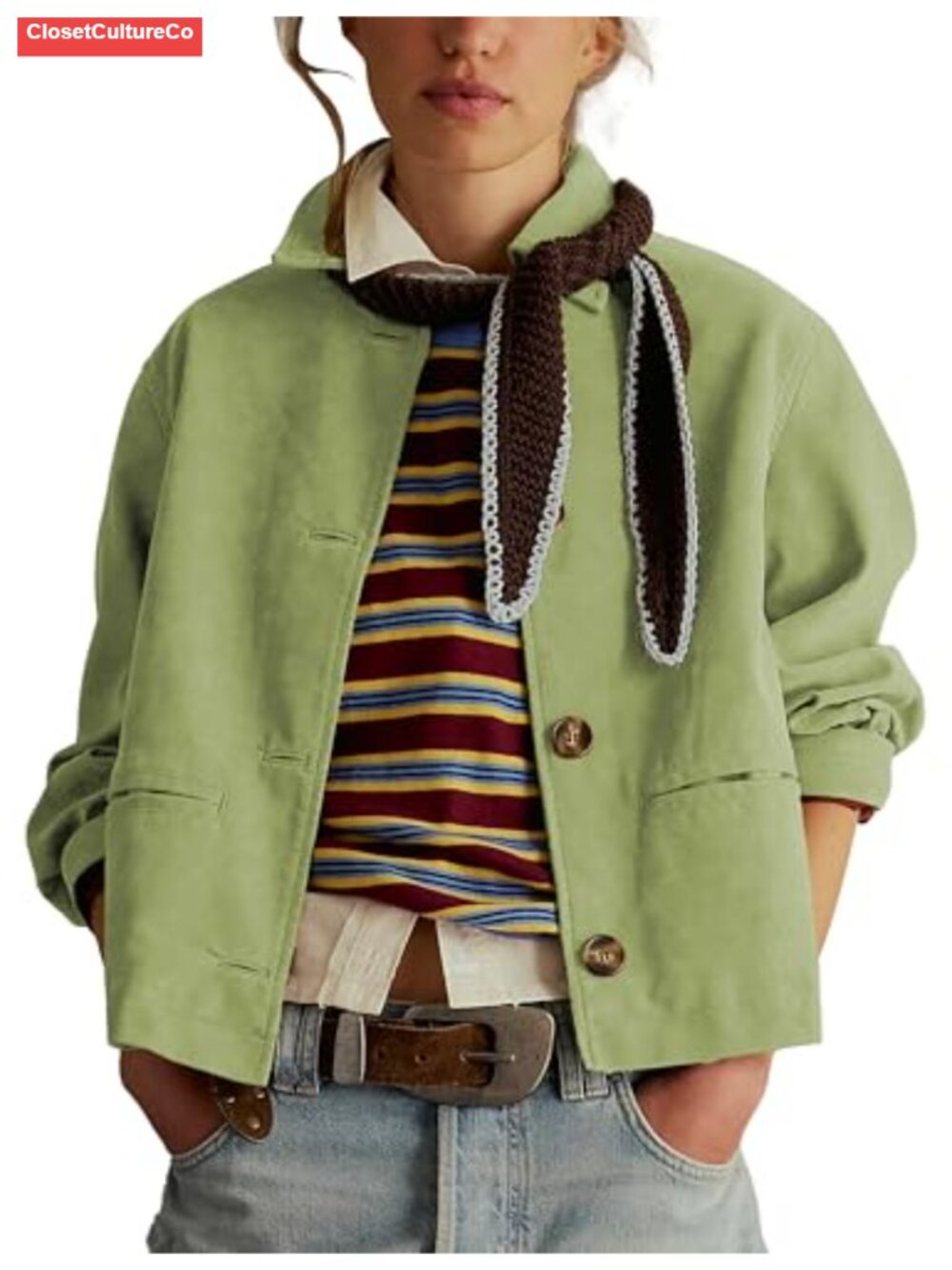 Faux Suede Cropped Jacket with Lapel Button Down Casual Fall Winter Coat